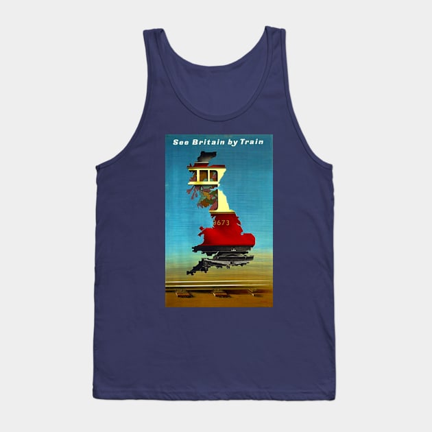 Vintage Travel Poster - See Britain by Rail Tank Top by Starbase79